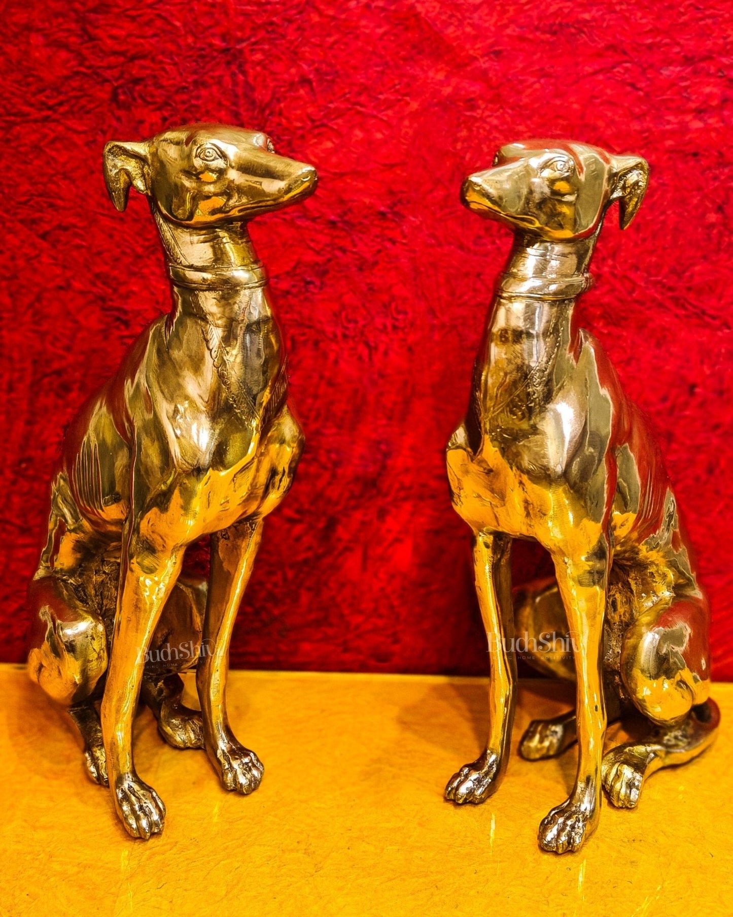Brass Dog Statues - Pair or Single Piece - Height 23 inches