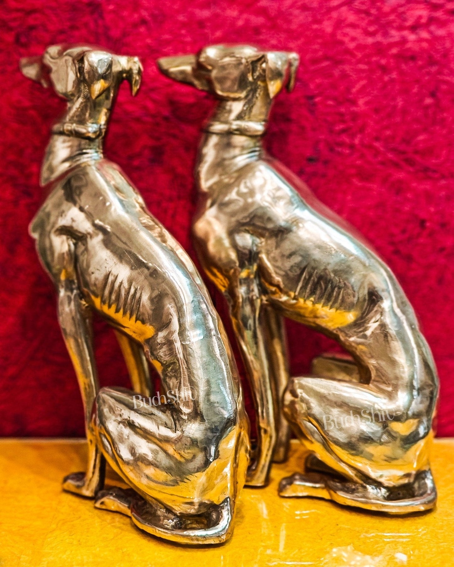 Brass Dog Statues - Pair or Single Piece - Height 23 inches