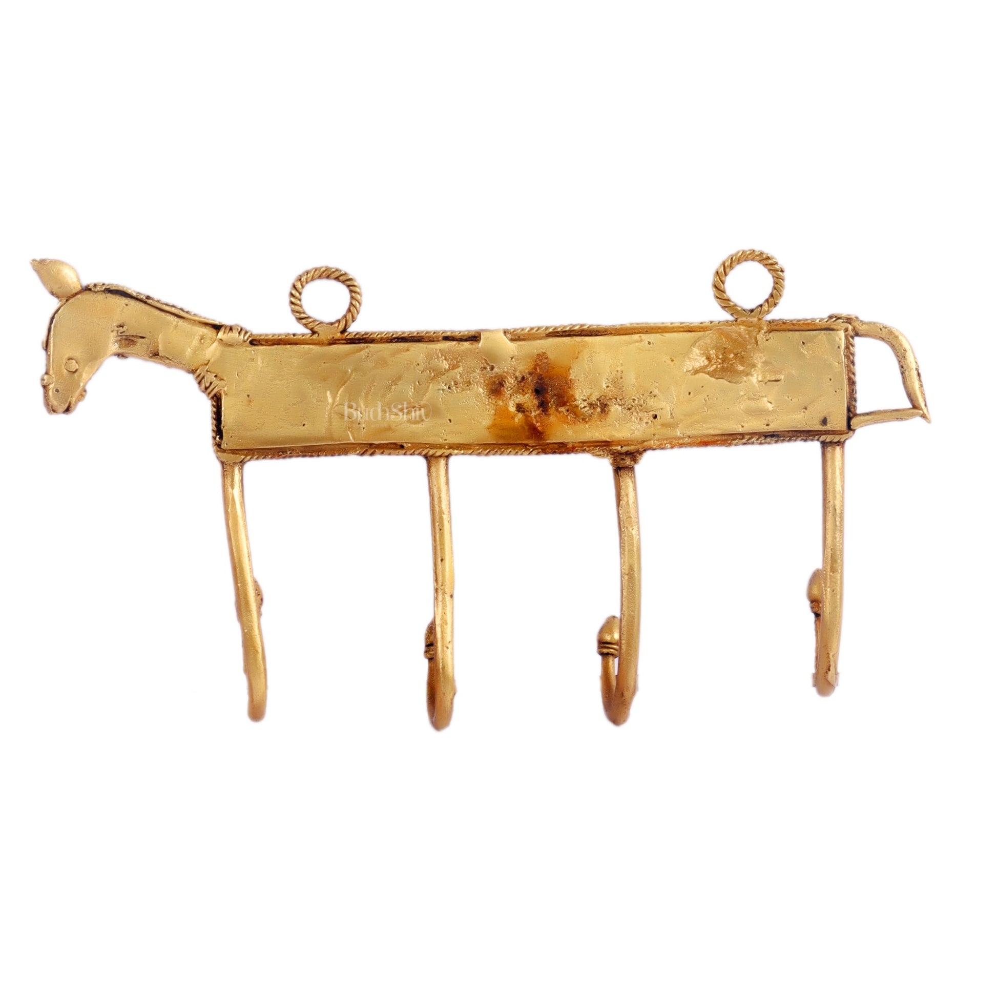 Brass Dokra horse Key Hanger | Handcrafted | 4 Hooks |