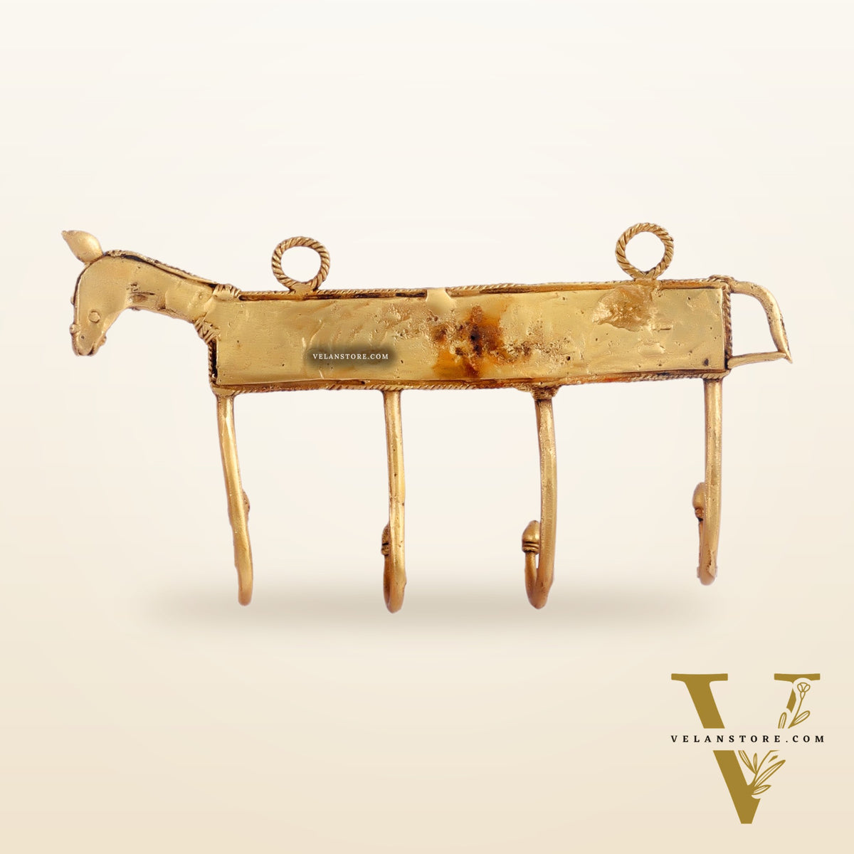 Brass Dokra horse Key Hanger | Handcrafted | 4 Hooks |