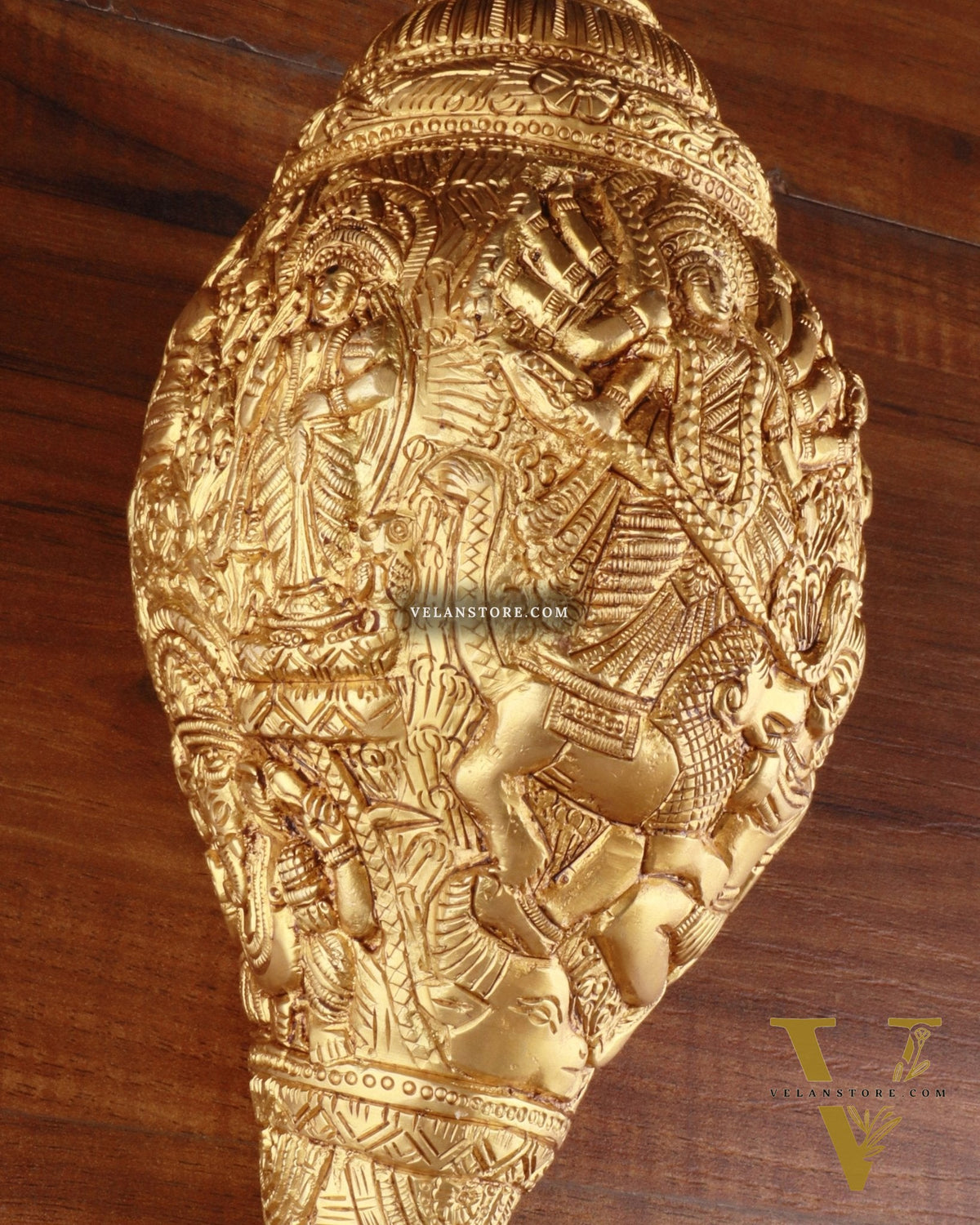 Brass Durga Darbar Shankh  – 4.5"x9.5"x4.5", 2 kg