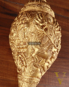 Brass Durga Darbar Shankh  – 4.5"x9.5"x4.5", 2 kg