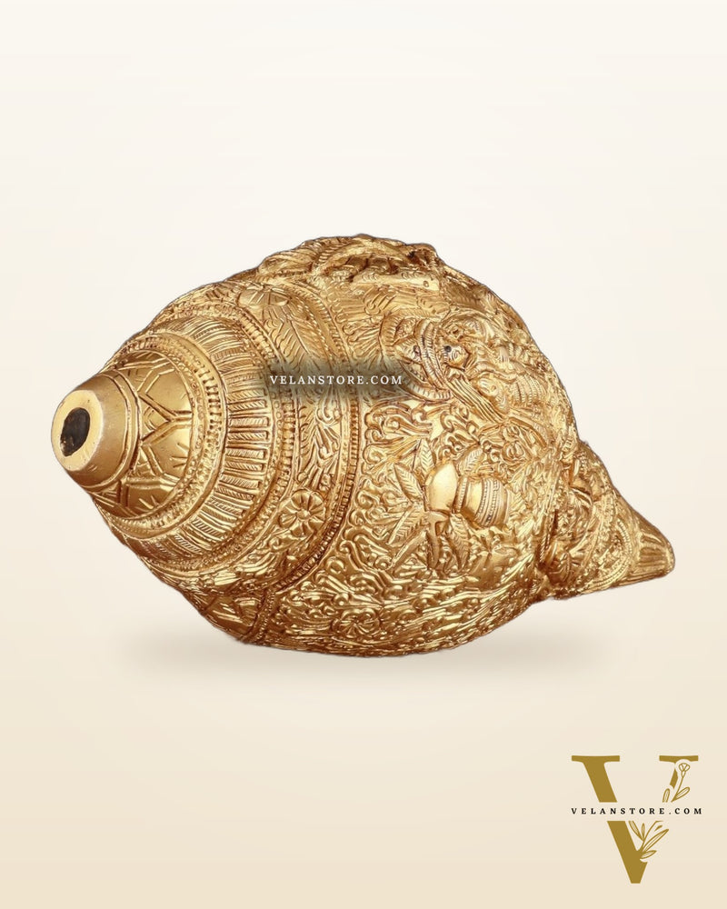Brass Durga Darbar Shankh  – 4.5"x9.5"x4.5", 2 kg