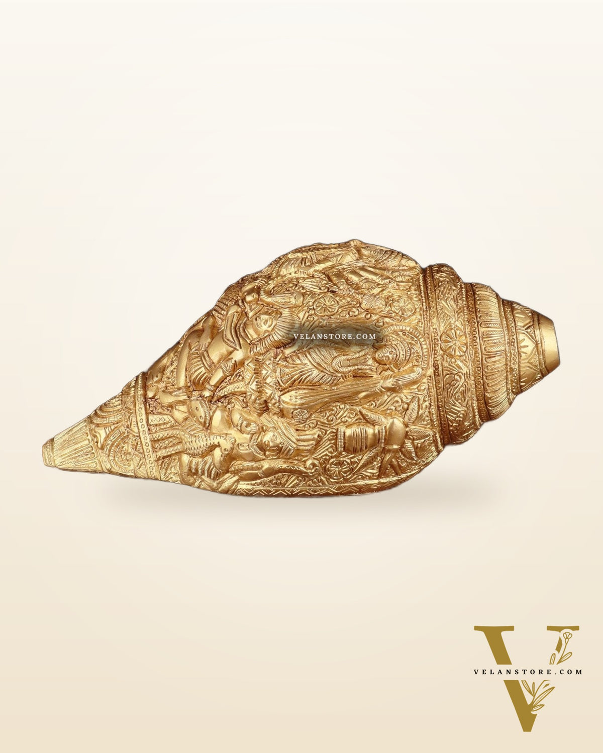 Brass Durga Darbar Shankh  – 4.5"x9.5"x4.5", 2 kg