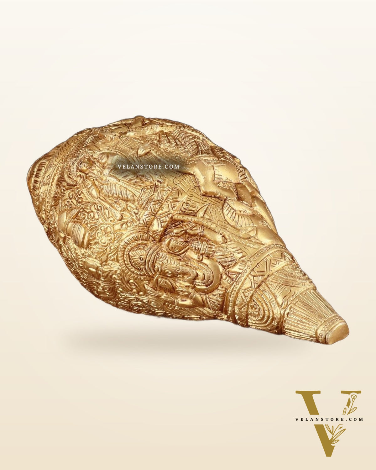 Brass Durga Darbar Shankh  – 4.5"x9.5"x4.5", 2 kg