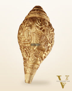 Brass Durga Darbar Shankh  – 4.5"x9.5"x4.5", 2 kg
