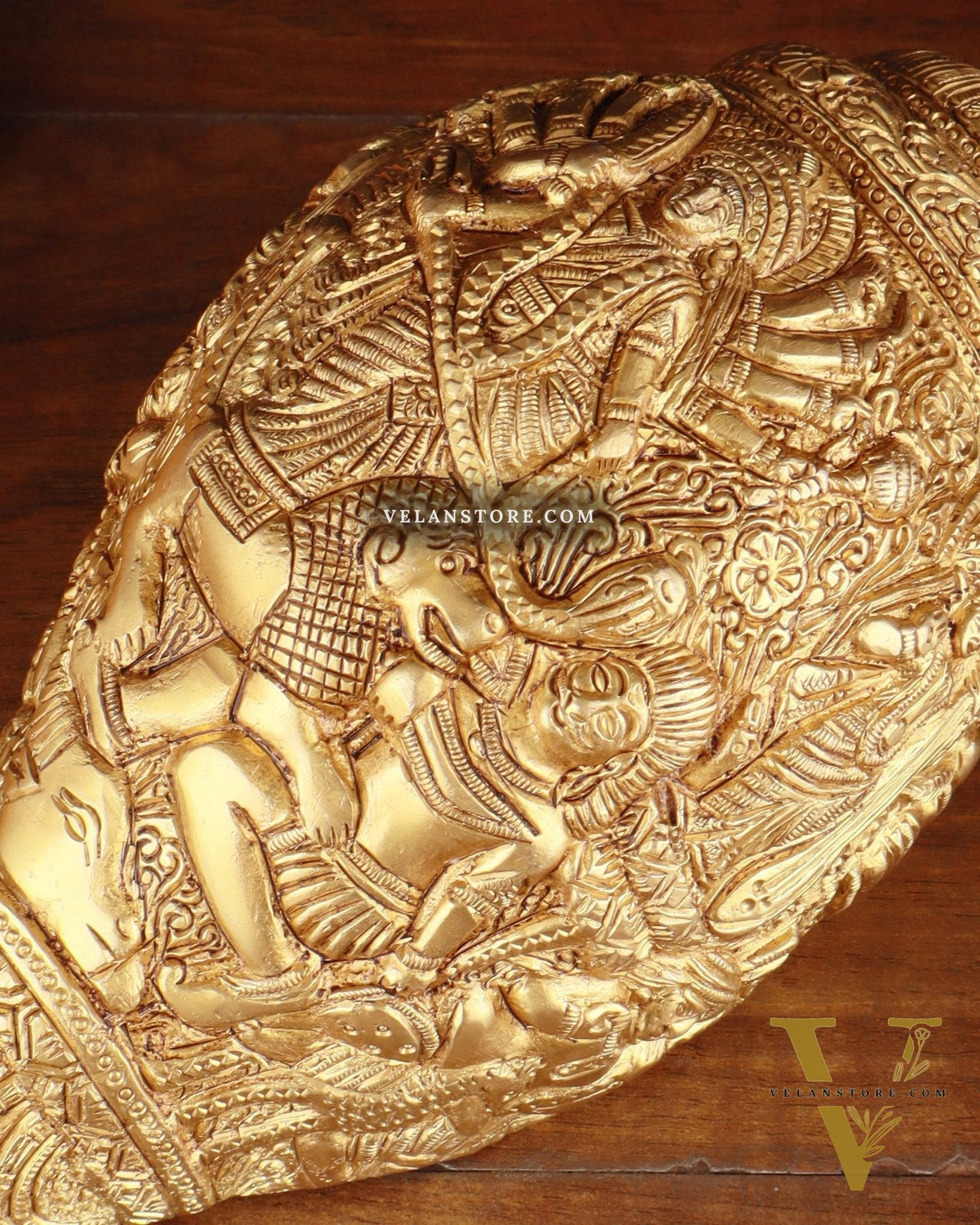 Brass Durga Darbar Shankh  – 4.5"x9.5"x4.5", 2 kg