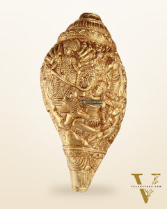 Brass Durga Darbar Shankh  – 4.5"x9.5"x4.5", 2 kg