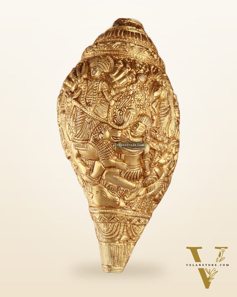 Brass Durga Darbar Shankh  – 4.5"x9.5"x4.5", 2 kg