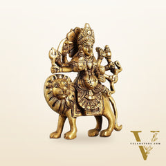 Brass Durga Ma Sherawali Idol - 7 Inch