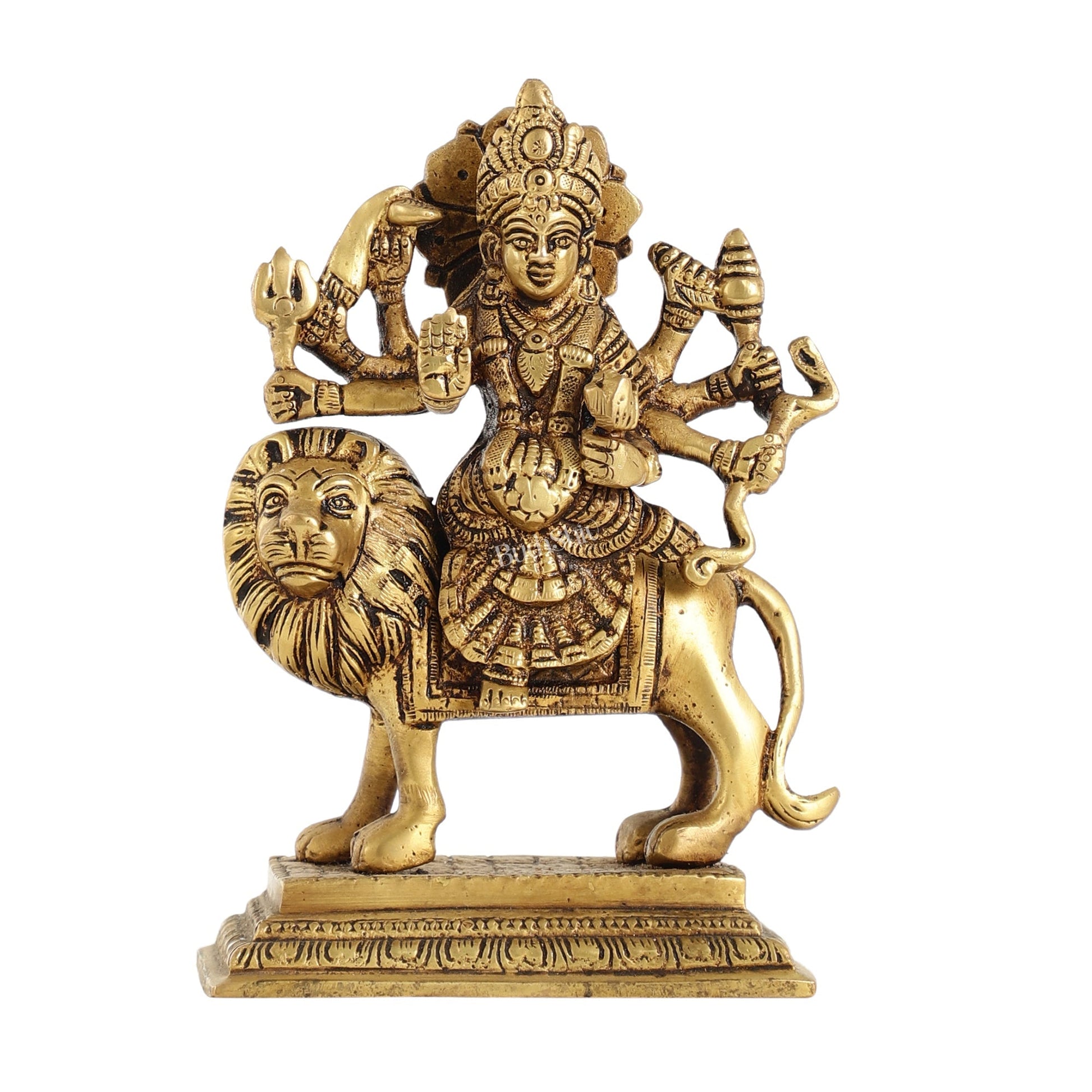 Brass Durga Ma Sherawali Idol - 7 Inch