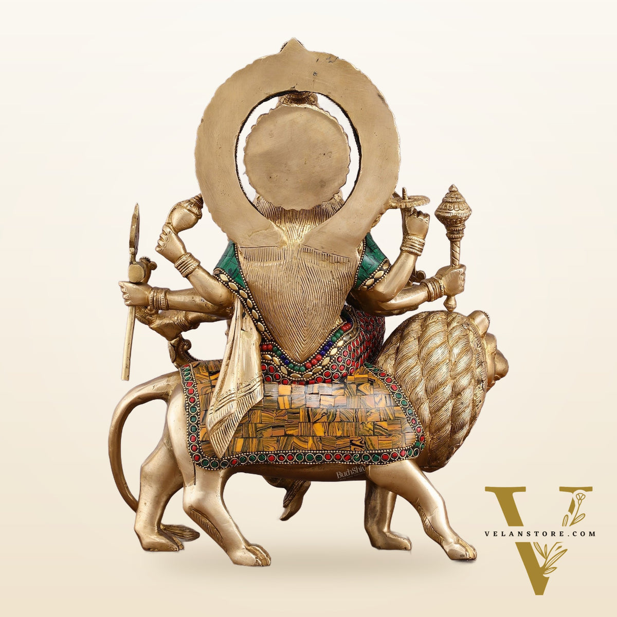 Brass Durga Mata Idol - 15" Divine Sherawali mata