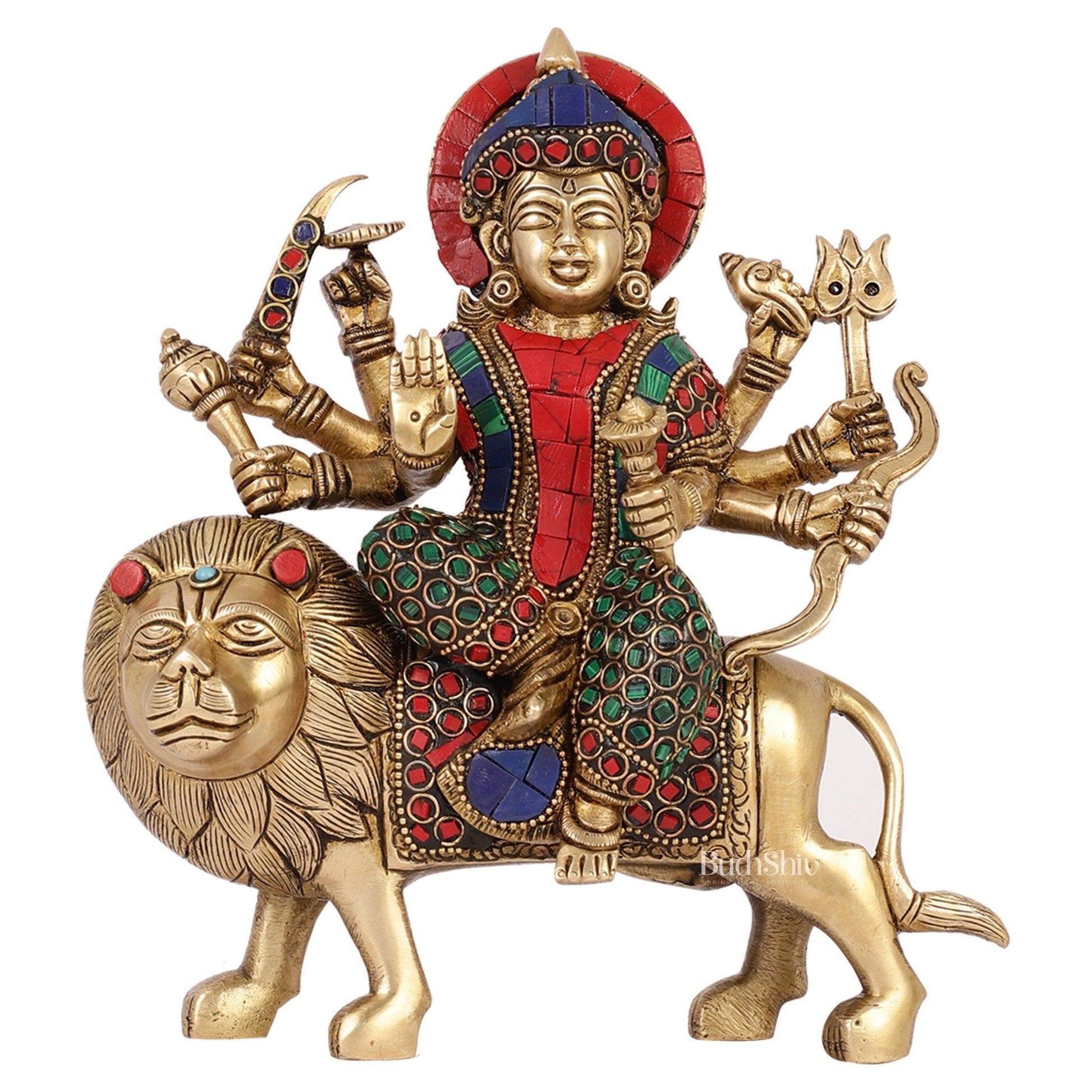 Brass Durga Superfine Statue 8" Stonework