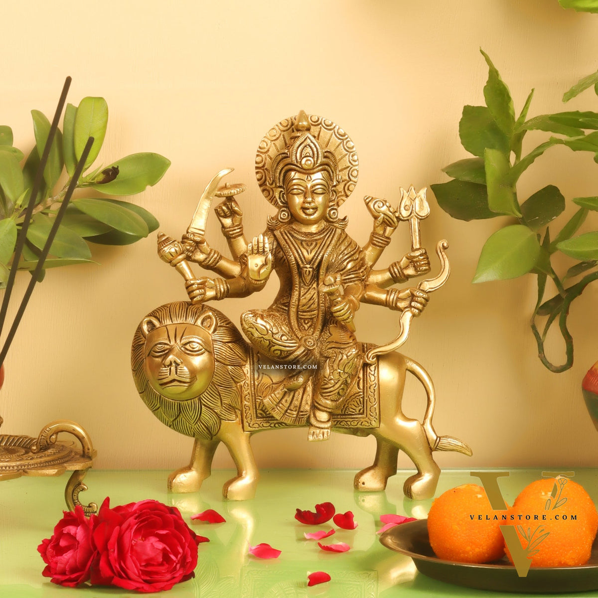 Brass Durga Superfine Statue 8"