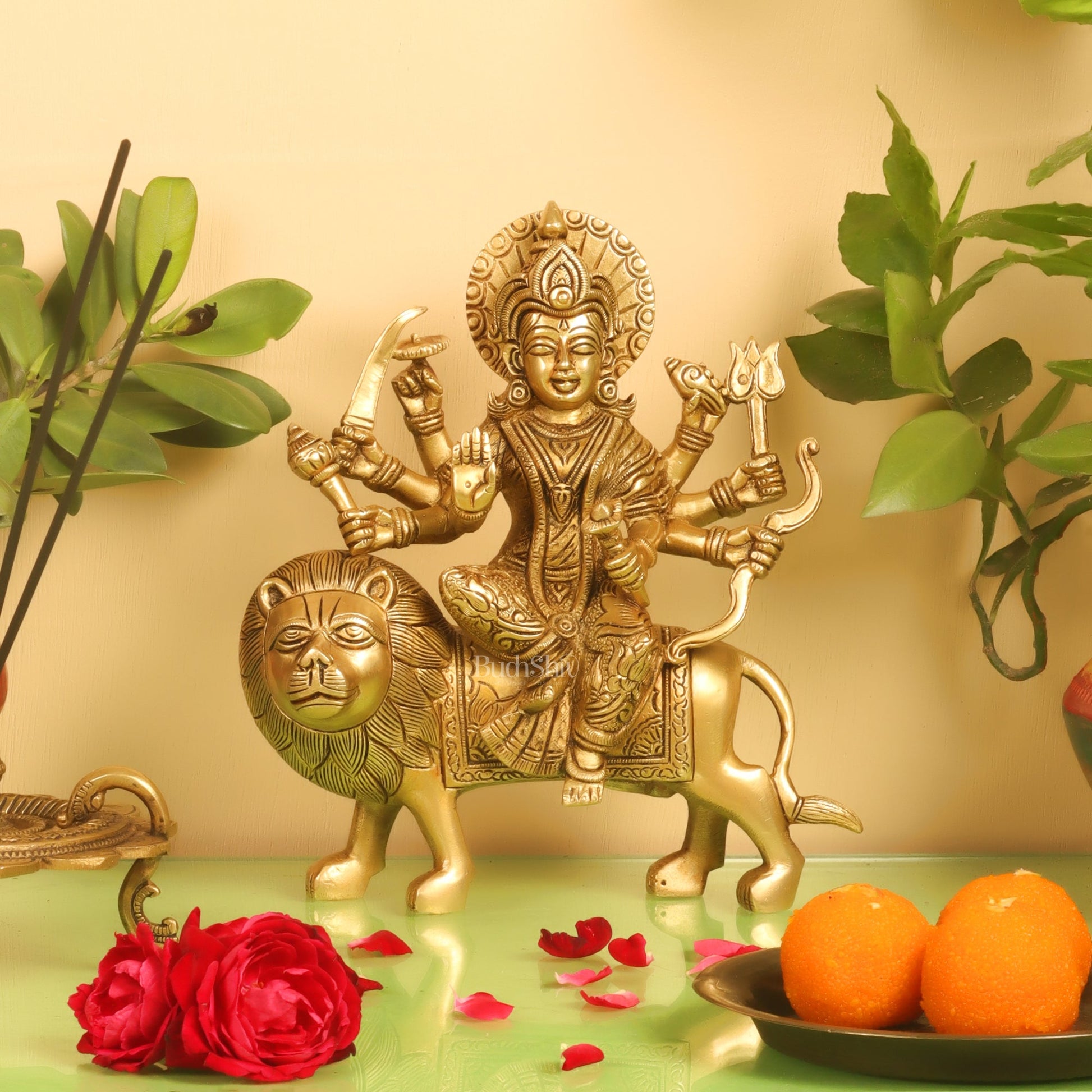 Brass Durga Superfine Statue 8"