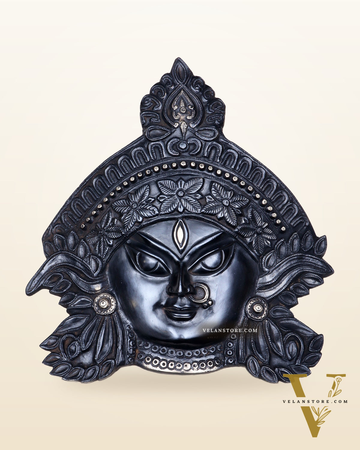 Brass Durga Wall Hanging 8x11 inch black edition