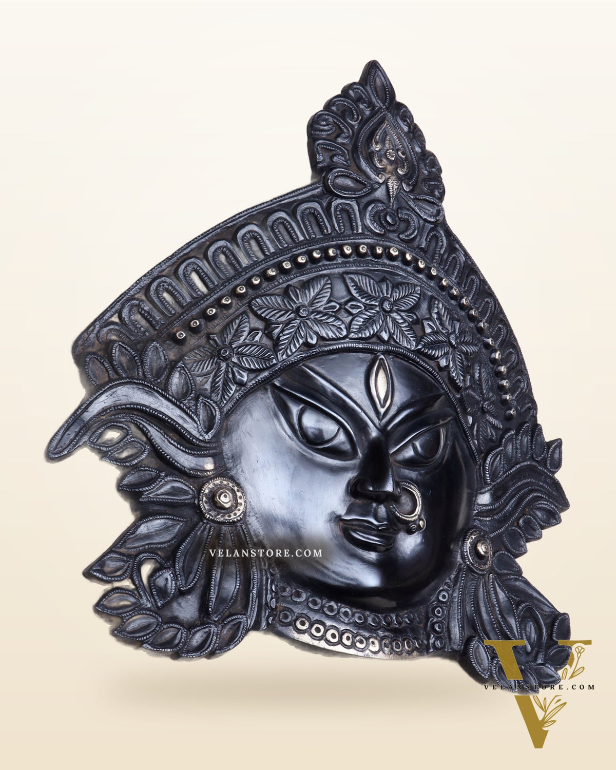 Brass Durga Wall Hanging 8x11 inch black edition