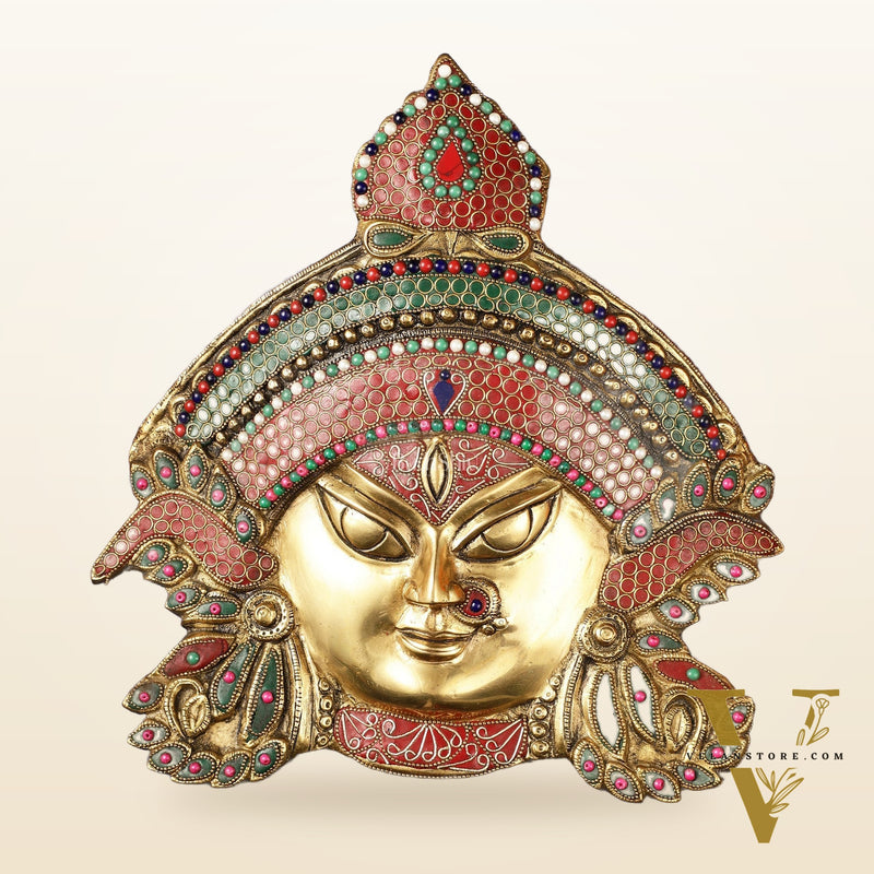 Brass Durga Wall Hanging 8x11 inch