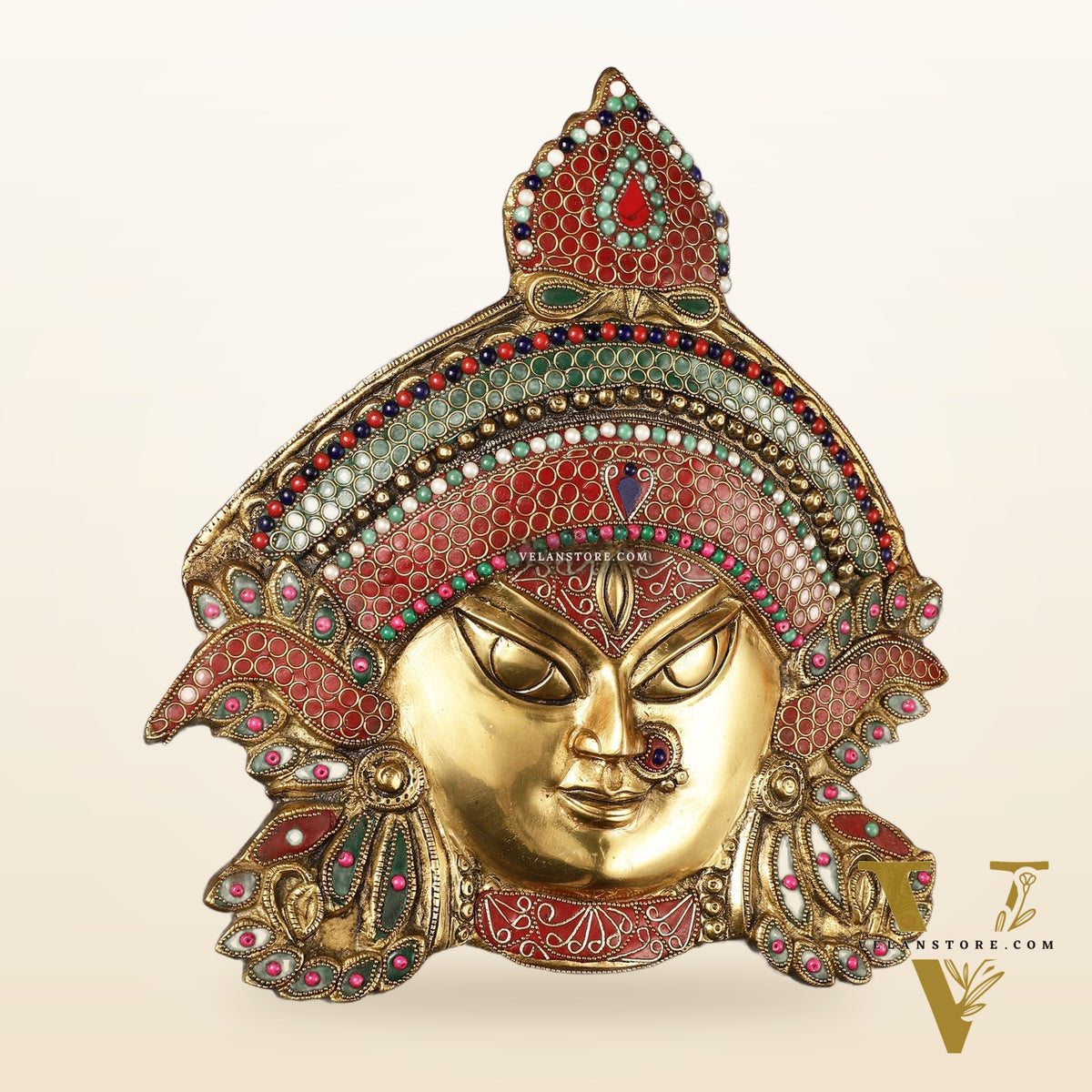 Brass Durga Wall Hanging 8x11 inch