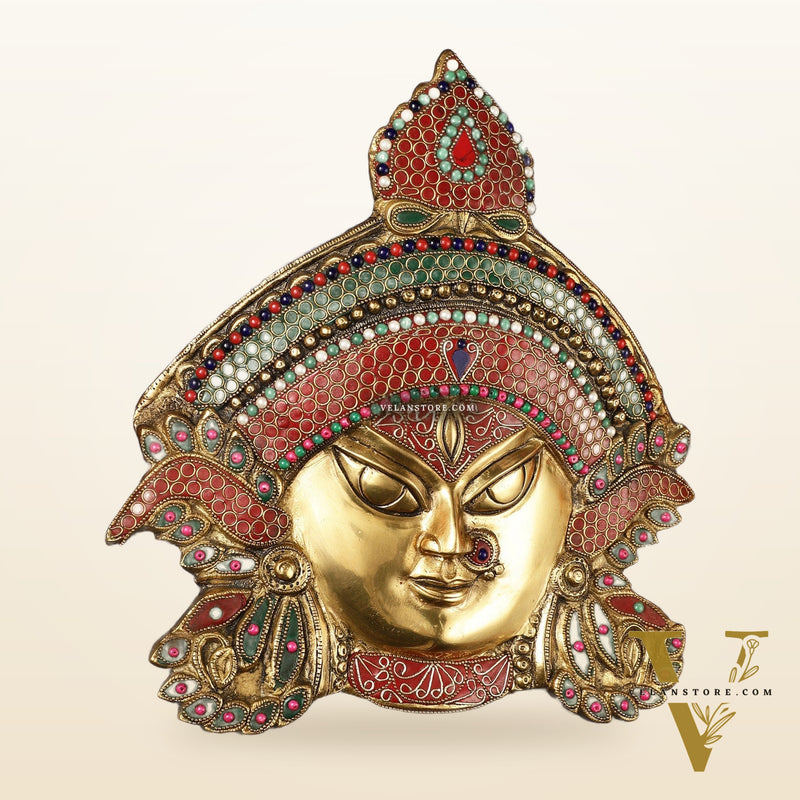 Brass Durga Wall Hanging 8x11 inch