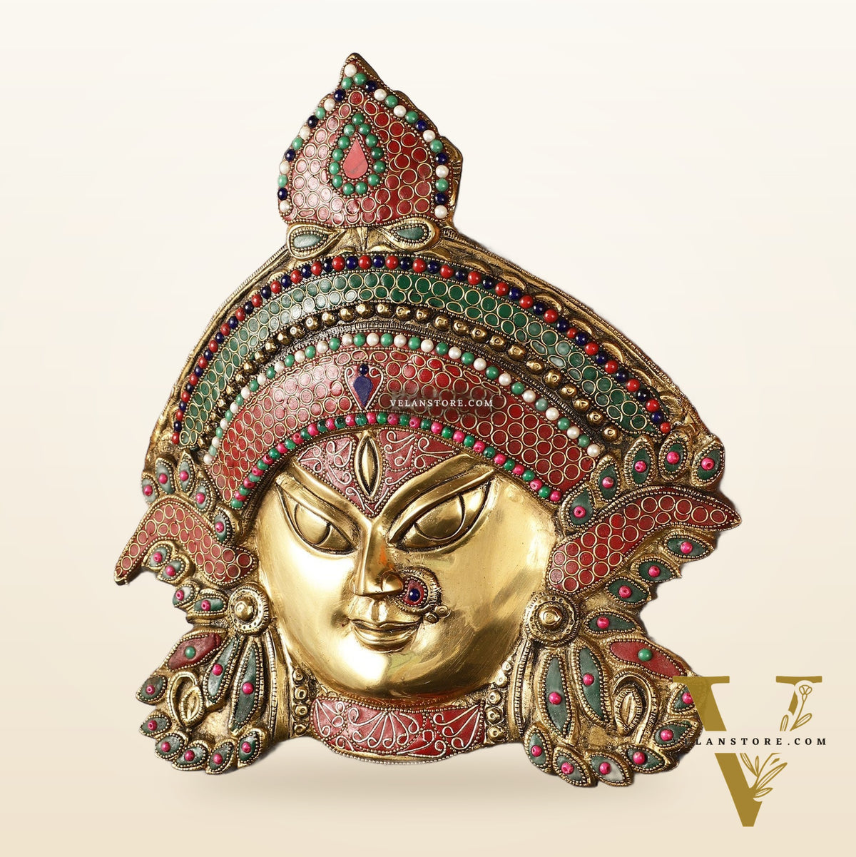 Brass Durga Wall Hanging 8x11 inch