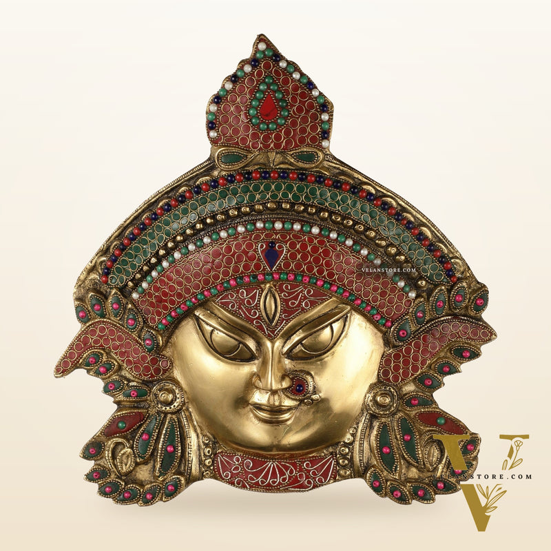Brass Durga Wall Hanging 8x11 inch