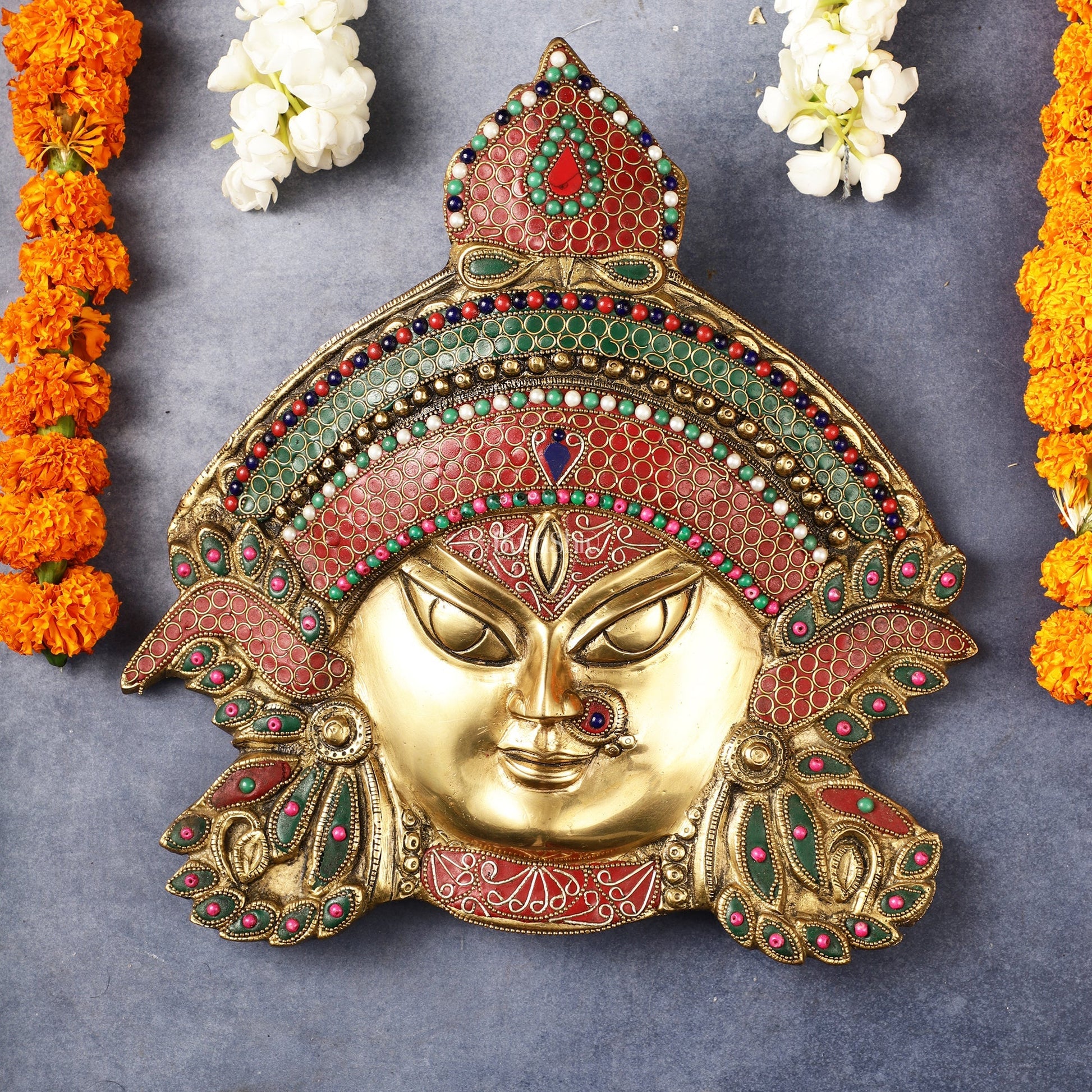 Brass Durga Wall Hanging 8x11 inch