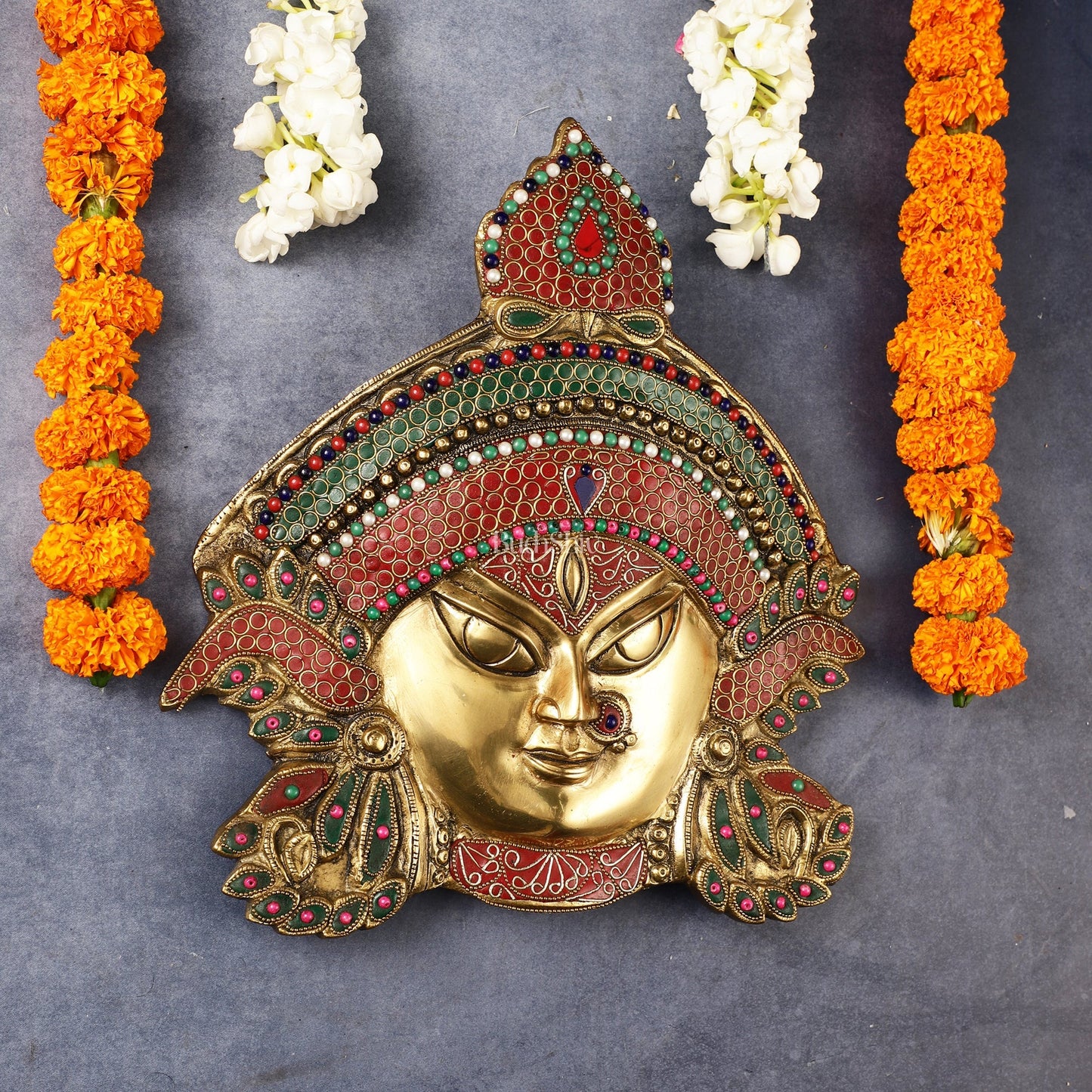 Brass Durga Wall Hanging 8x11 inch