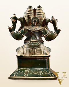 Brass Dvimukha Ganapati Statue – Two-Faced Form with Dual Trunk Direction 6"