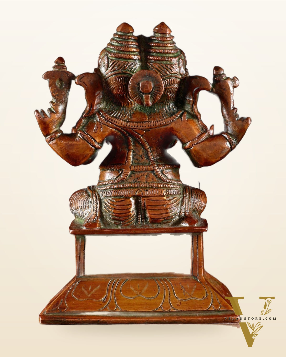 Brass Dvimukha Ganapati Statue – Two-Faced Form with Dual Trunk Direction 6"