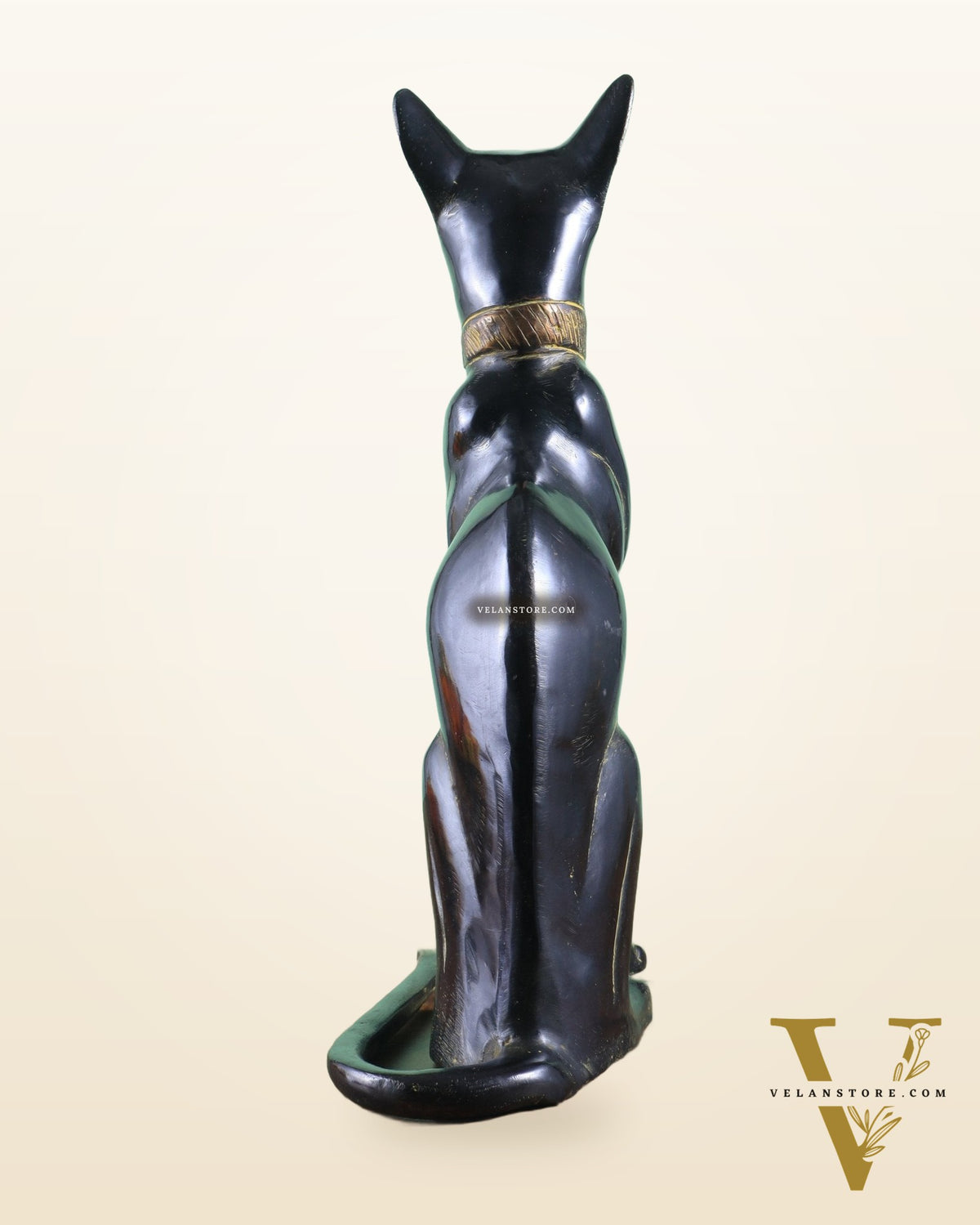 Brass Egyptian Black Cat  – Elegant Showpiece 14"
