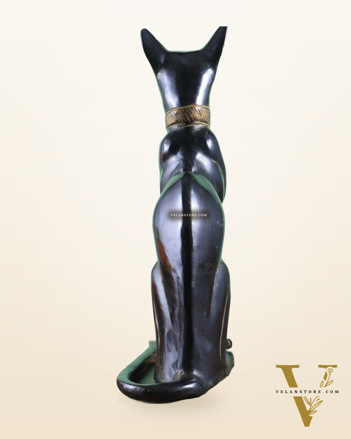 Brass Egyptian Black Cat  – Elegant Showpiece 14"