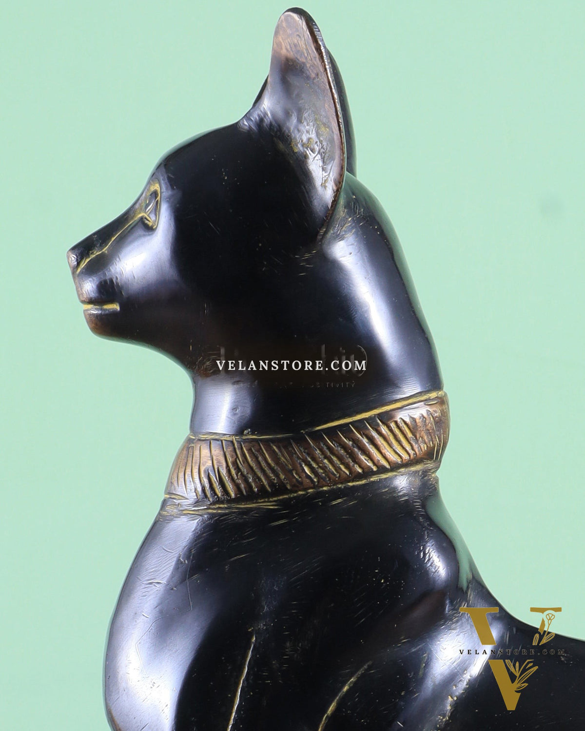 Brass Egyptian Black Cat  – Elegant Showpiece 14"