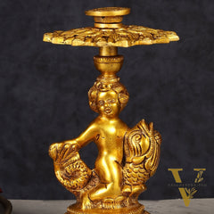 Brass Elegant Angel Table Showpiece Candle Holder 6"