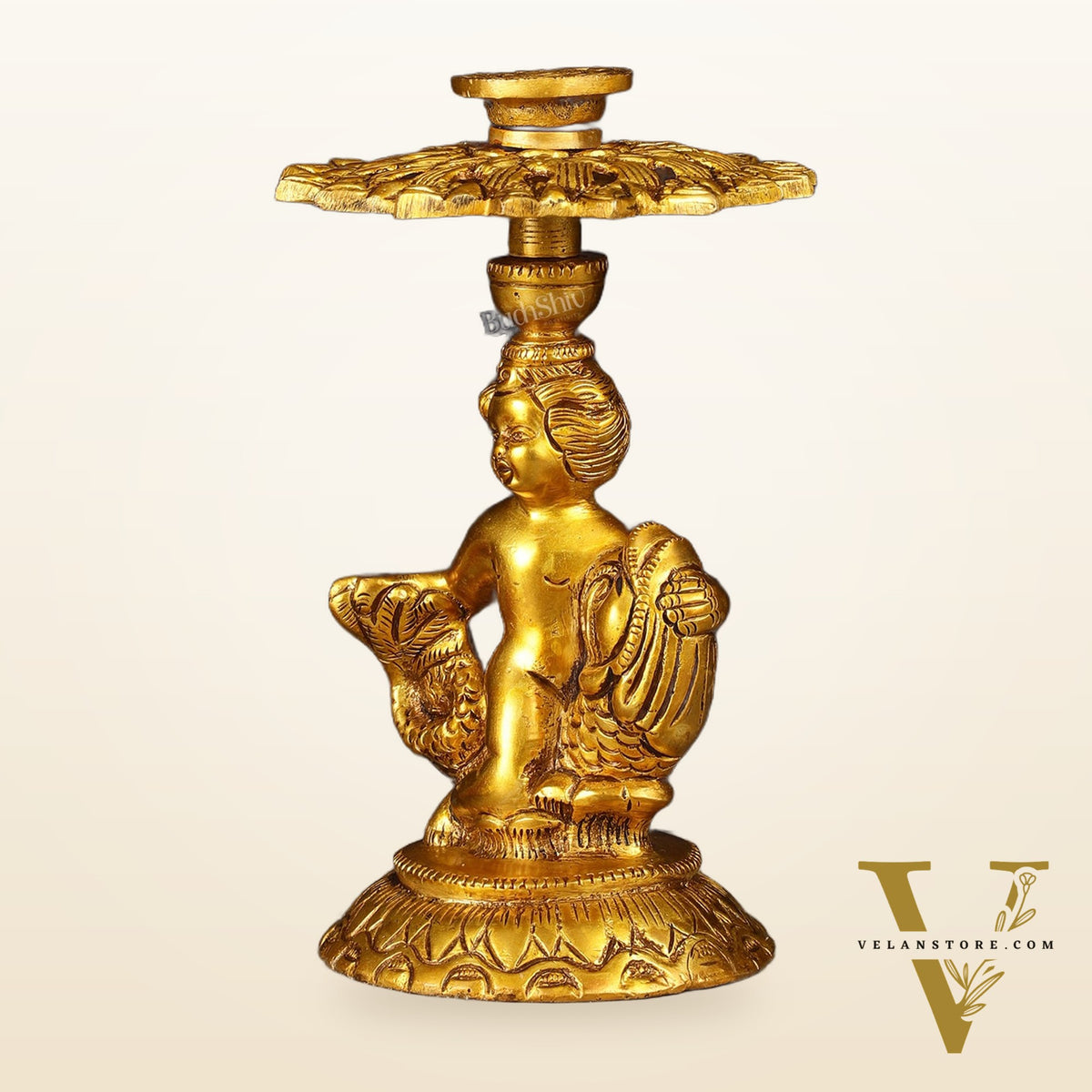 Brass Elegant Angel Table Showpiece Candle Holder 6"