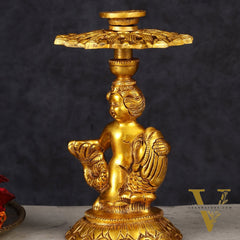 Brass Elegant Angel Table Showpiece Candle Holder 6"