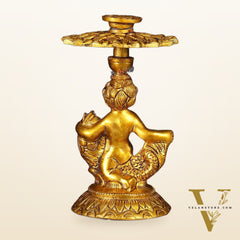 Brass Elegant Angel Table Showpiece Candle Holder 6"