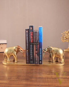 Brass Elephant Book Holder Showpiece – Pair 14.5"