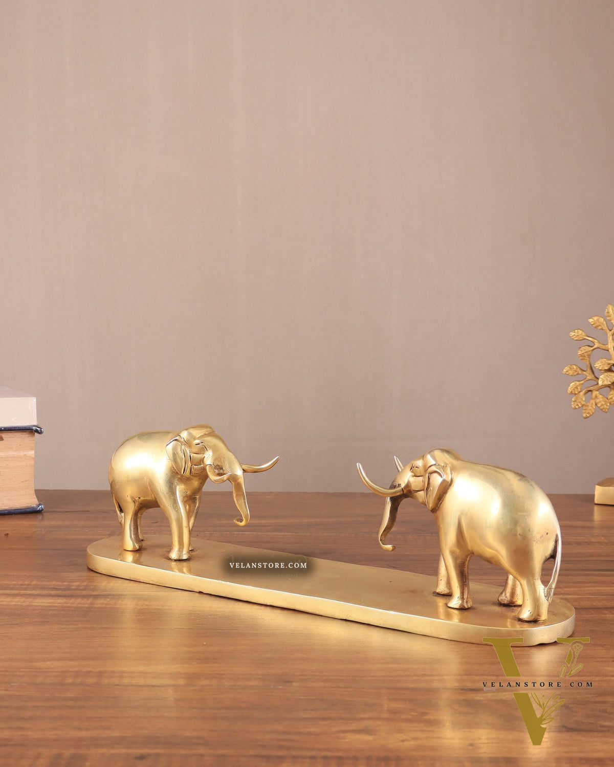 Brass Elephant Book Holder Showpiece – Pair 14.5"