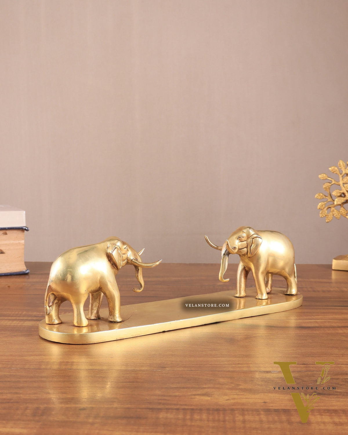 Brass Elephant Book Holder Showpiece – Pair 14.5"