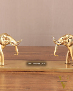 Brass Elephant Book Holder Showpiece – Pair 14.5"