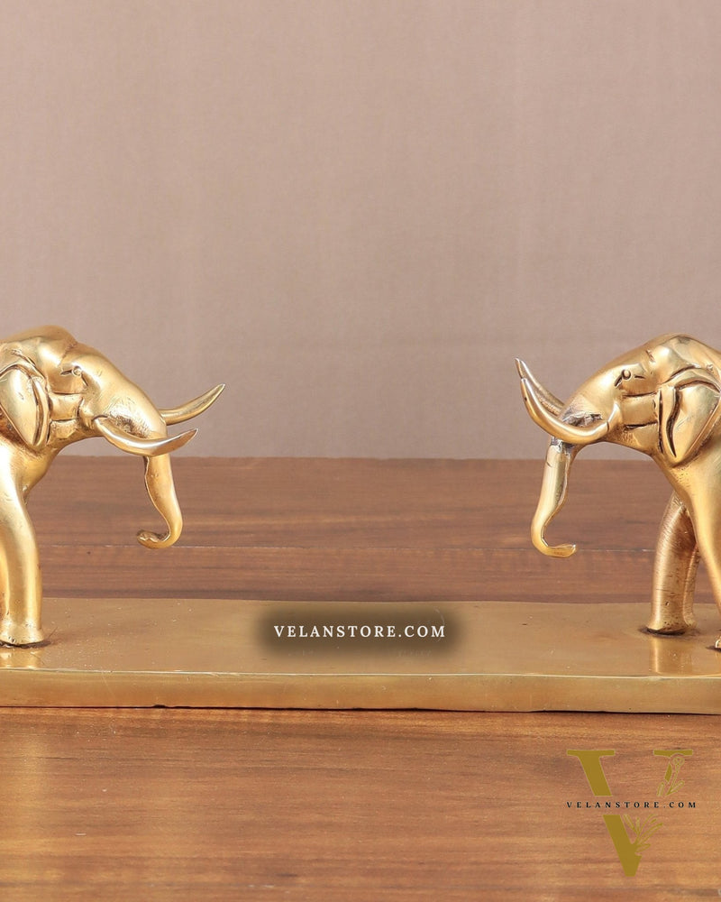 Brass Elephant Book Holder Showpiece – Pair 14.5"