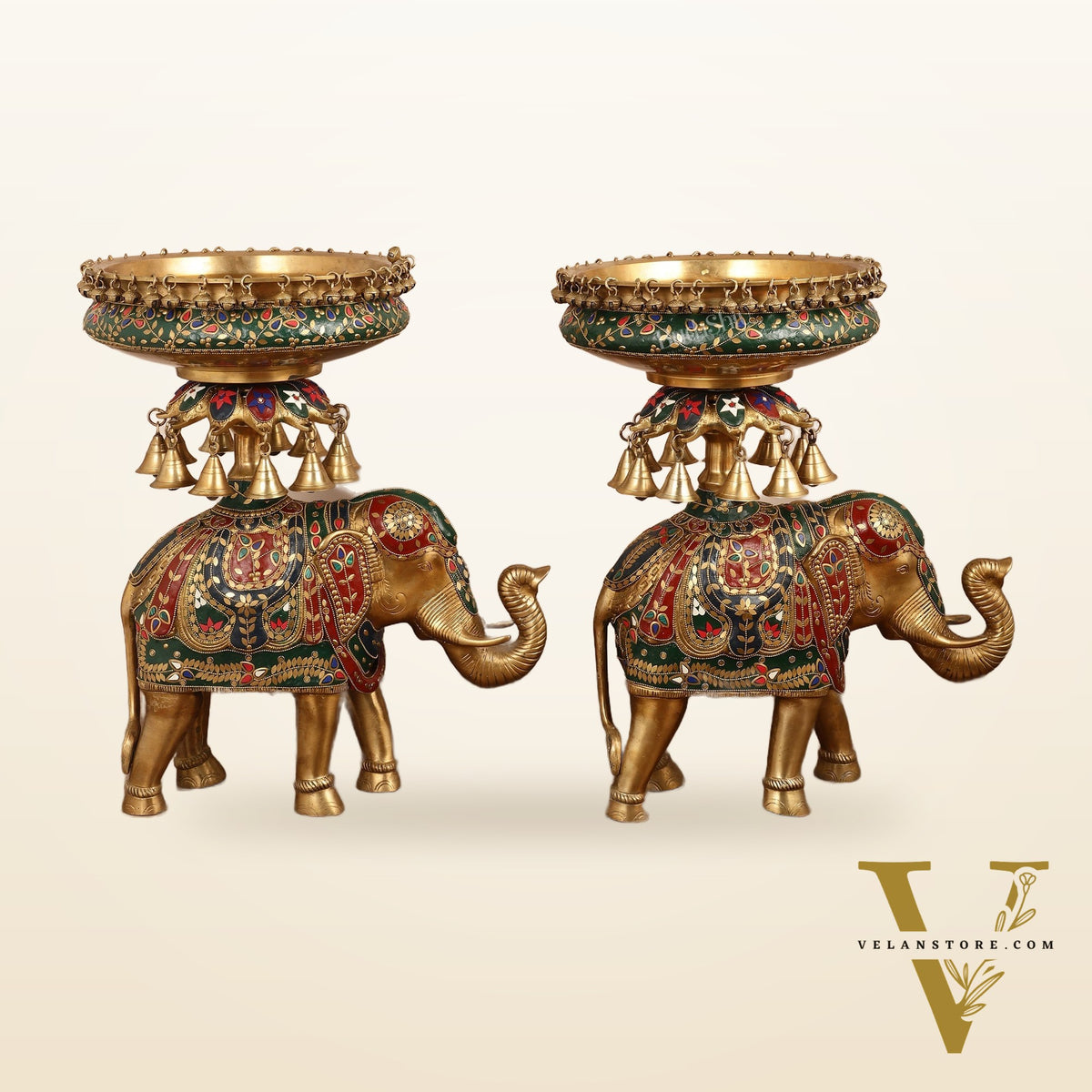 Brass elephant urli Large 21 inch pair