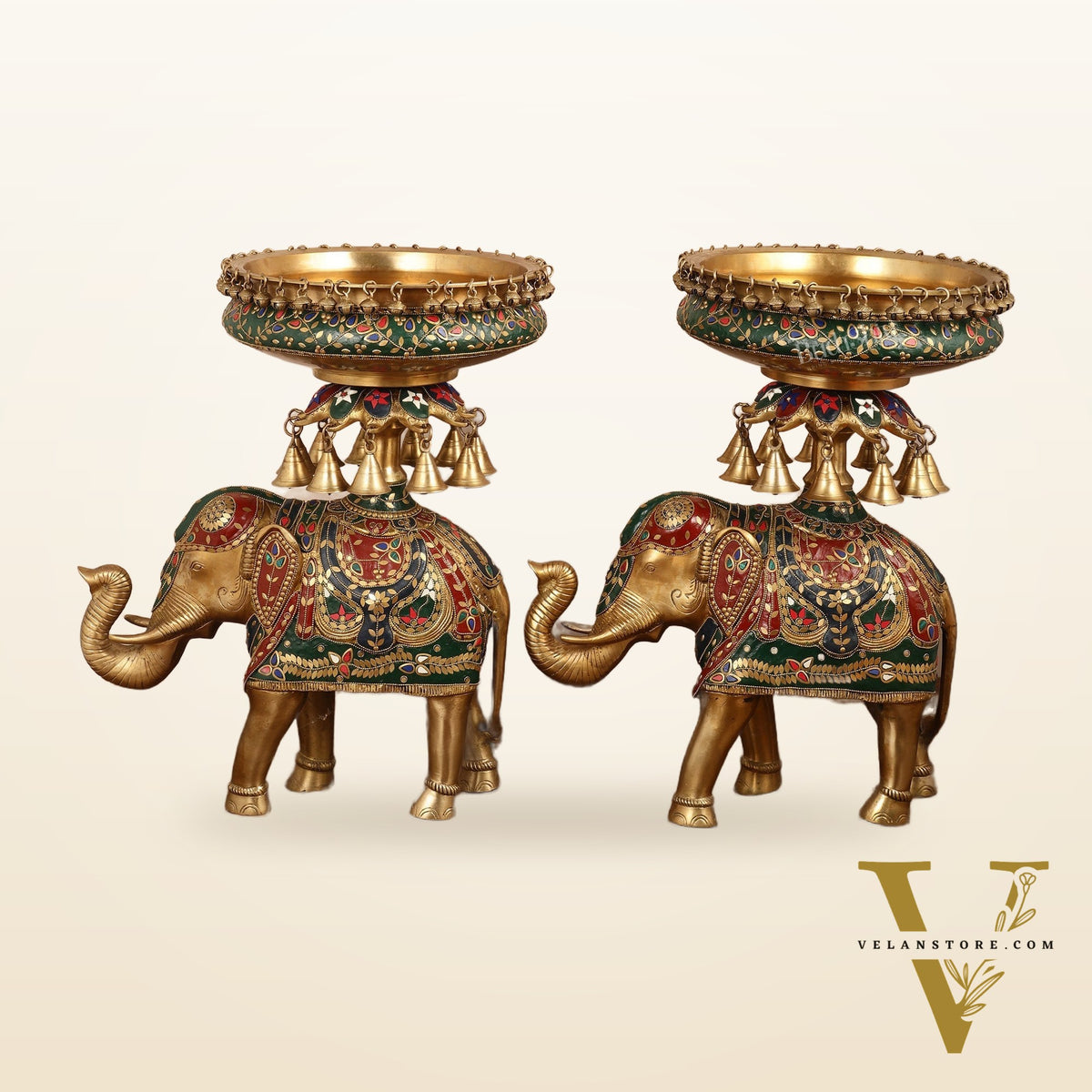 Brass elephant urli Large 21 inch pair