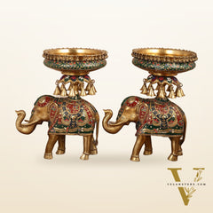 Brass elephant urli Large 21 inch pair