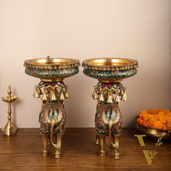 Brass elephant urli Large 21 inch pair