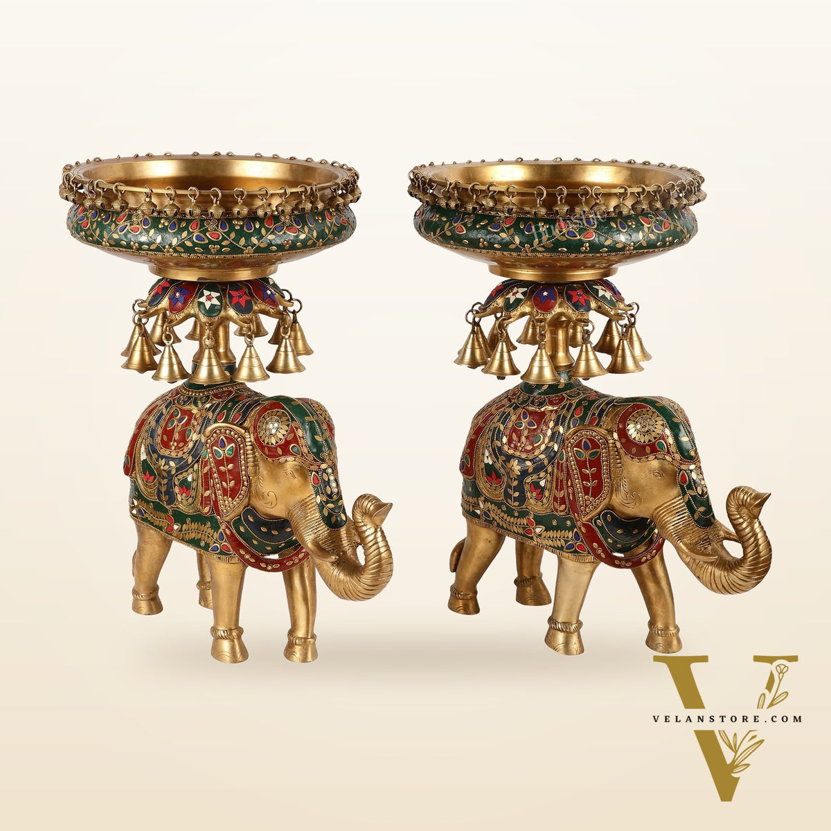 Brass elephant urli Large 21 inch pair
