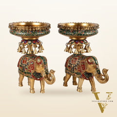 Brass elephant urli Large 21 inch pair