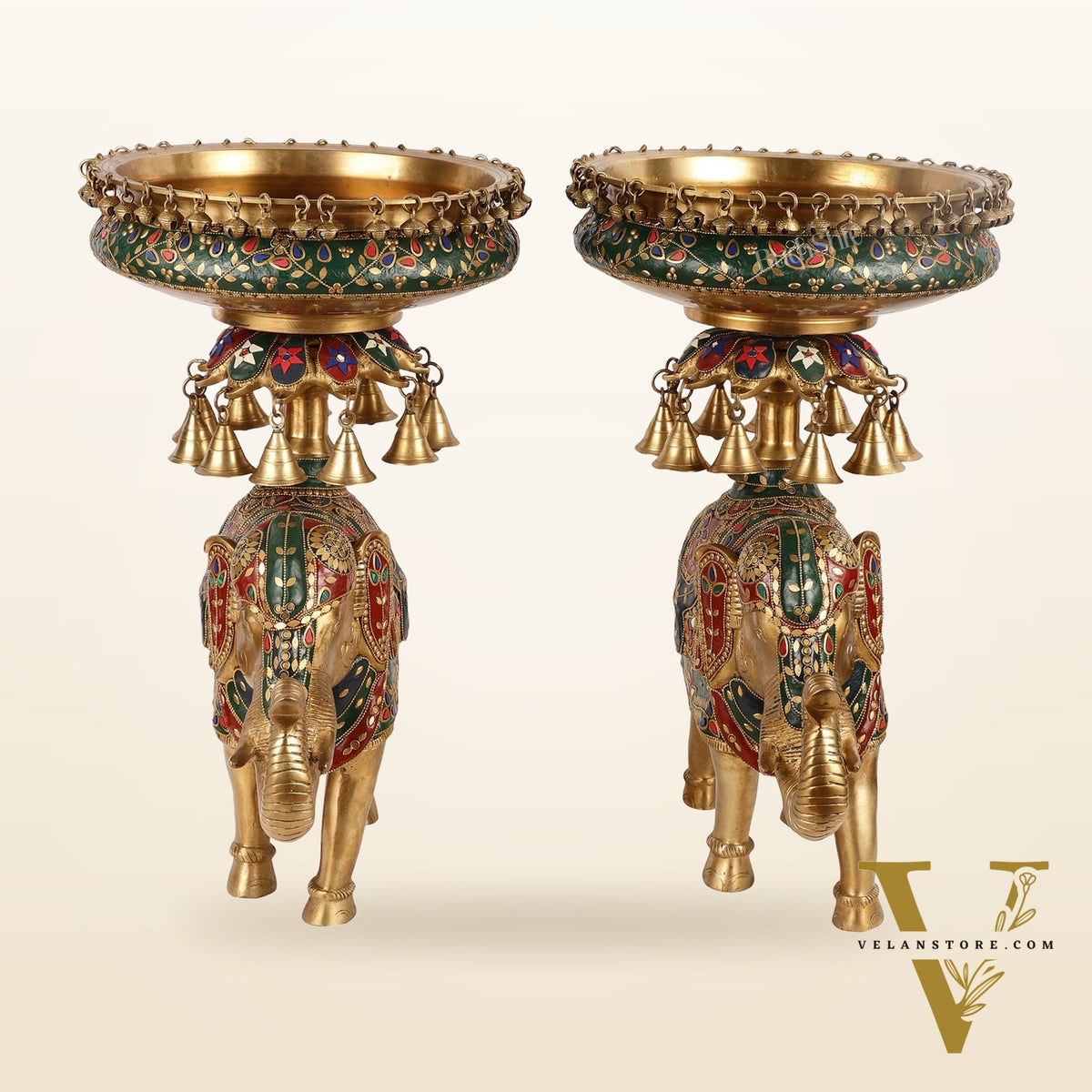 Brass elephant urli Large 21 inch pair