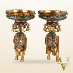 Brass elephant urli Large 21 inch pair